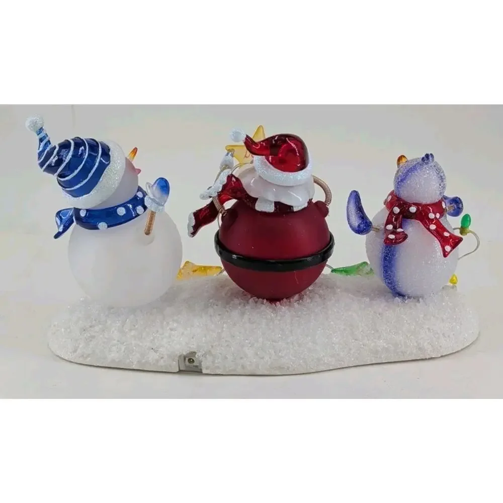 Home Collection Acrylic Lighted Holiday Trio Snowmen & Santa Merry Christmas